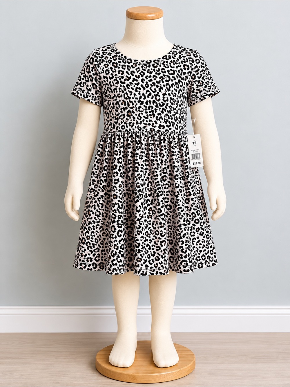 Diva Girl Girls Black & Pink Leopard Print Short Sleeve Casual Dress
